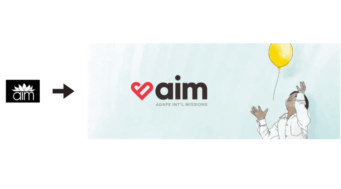 AIM logo before and after