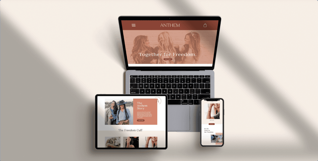 Anthem website on laptop, tablet and phone